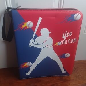 Baseball Themed Trading Card Holder Binder  - Red and Blue